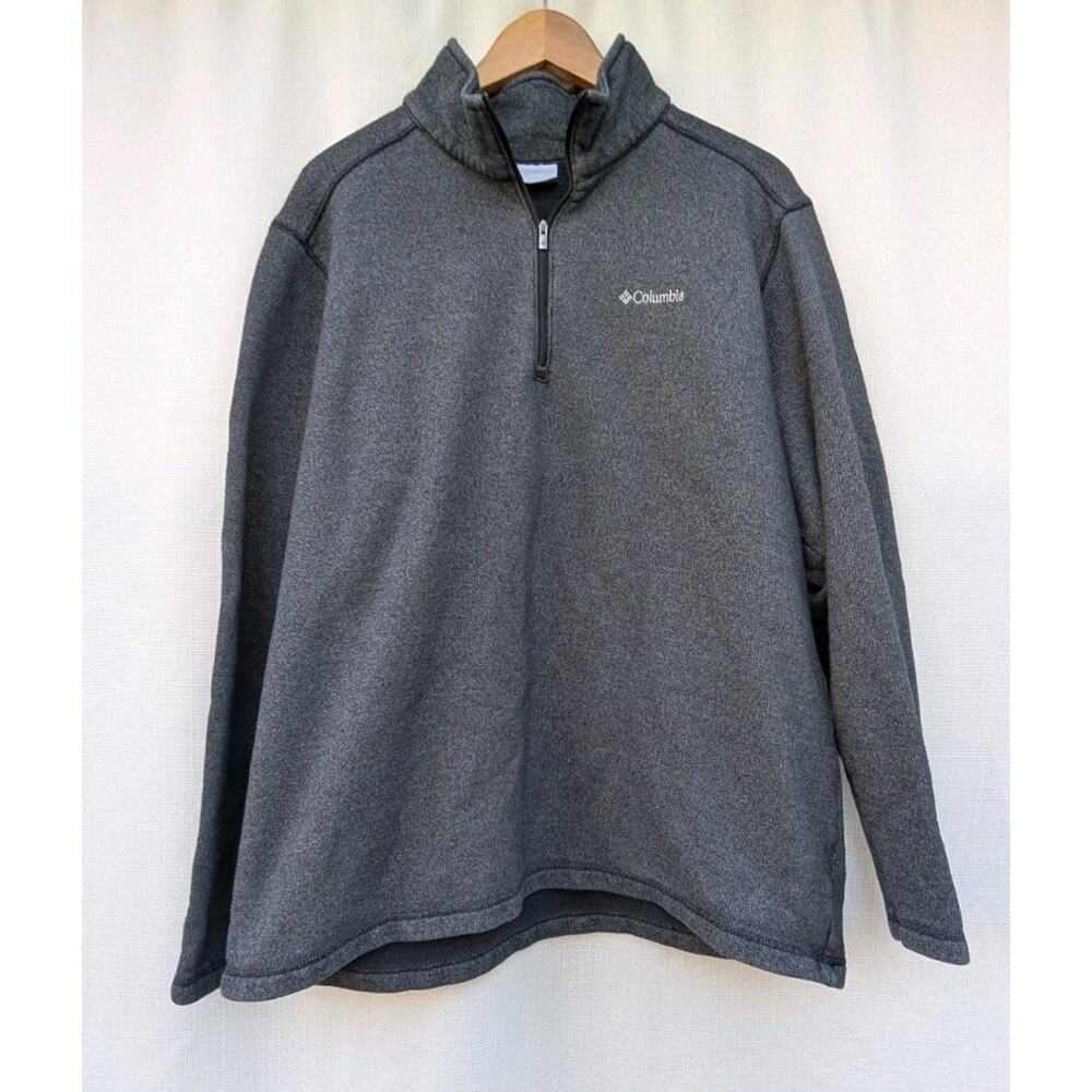 Columbia Men's Quarter Zip Sweater Sz XL Charcoal Gray Outdoors Gorp Hiking